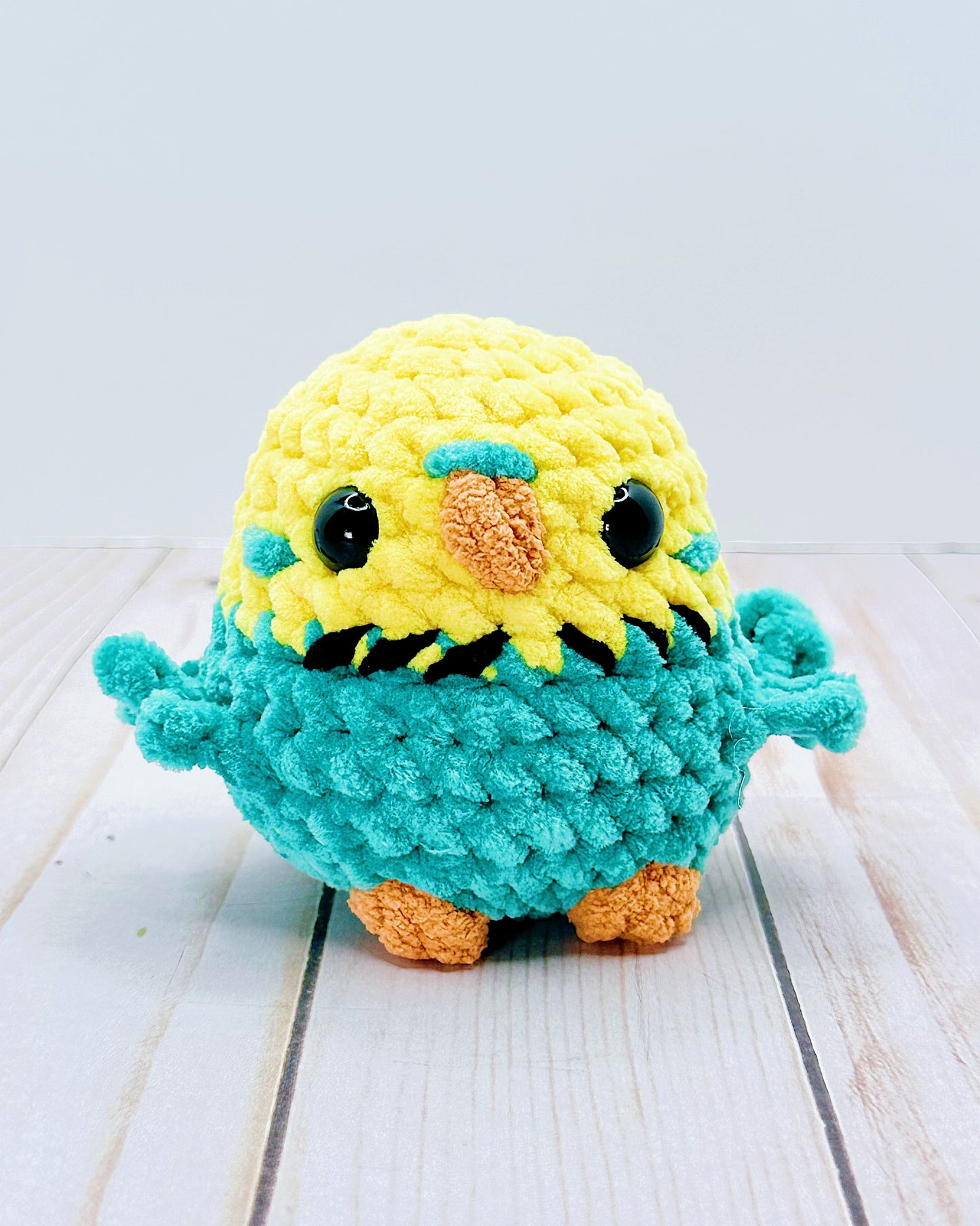 Handmade Crochet Yellow & Teal Budgie