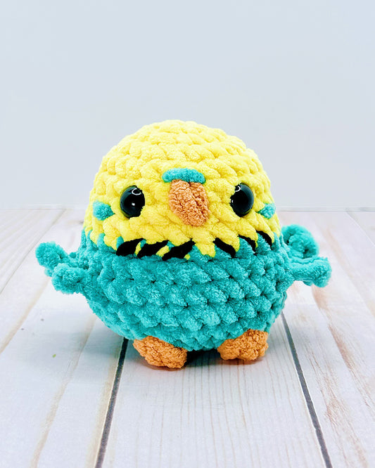 Handmade Crochet Yellow & Teal Budgie