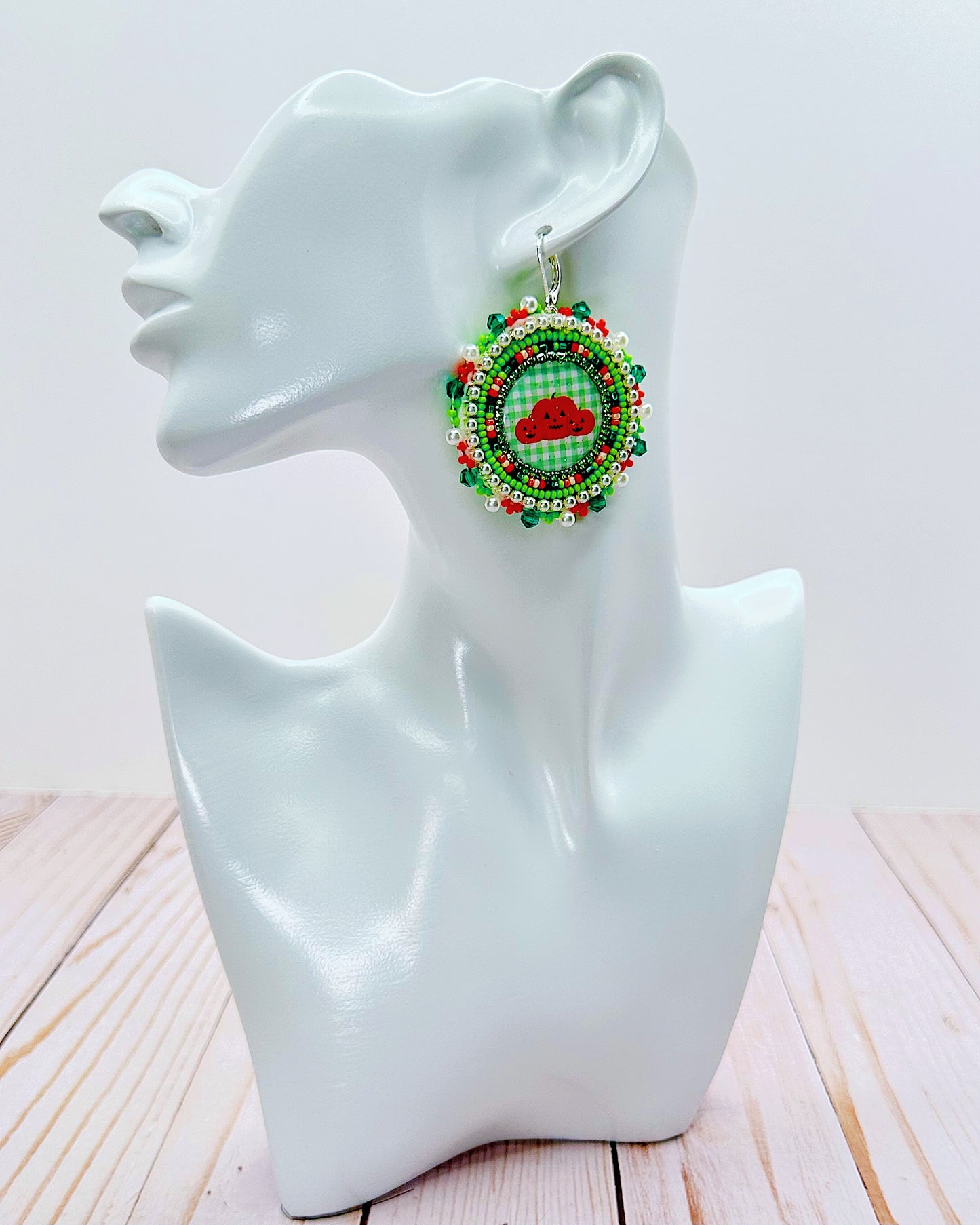 Pastel Green Jack-'o-Lantern Earrings