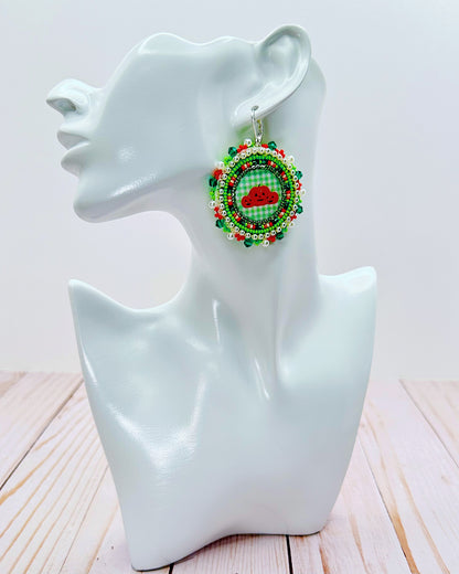 Pastel Green Jack-'o-Lantern Earrings