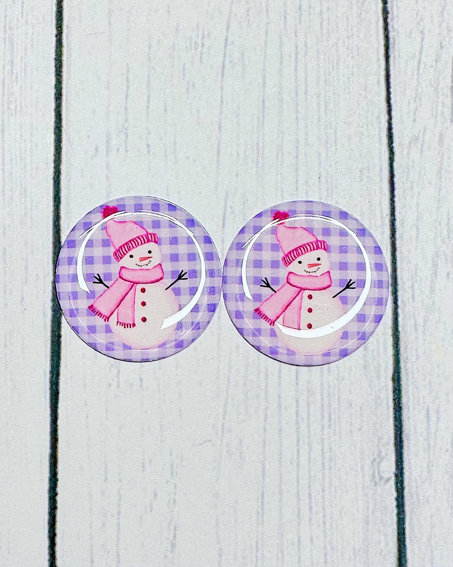 Cute Winter Plaid 1" Round Cabs