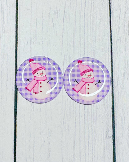 Cute Winter Plaid 1" Round Cabs