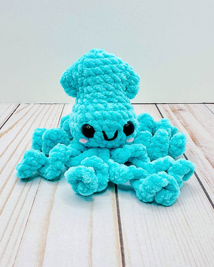 Handmade Crochet Mini Squid - Teal