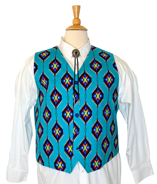 Turquoise Patterned Vest - XXL