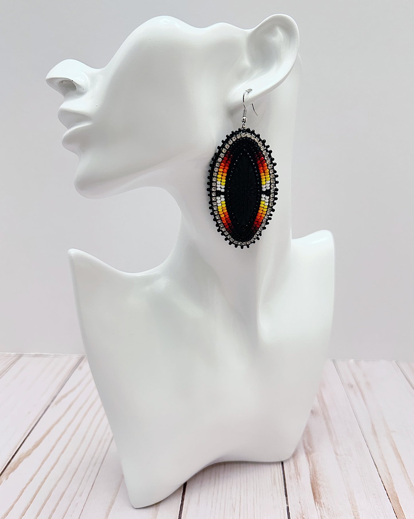 Large Black Fire Color Earrings