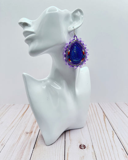 Purple Gem Teardrop Earrings