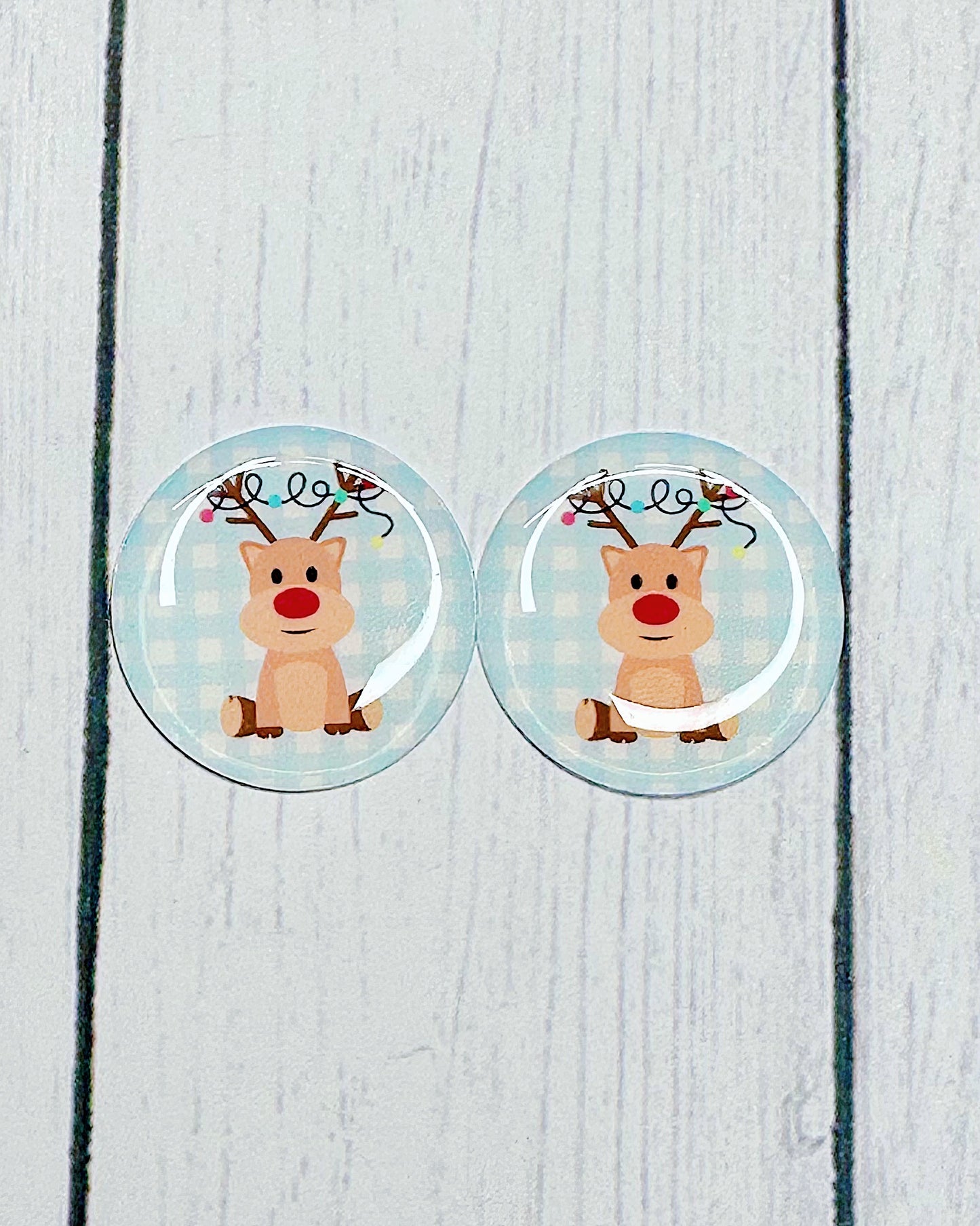 Cute Winter Plaid 1" Round Cabs