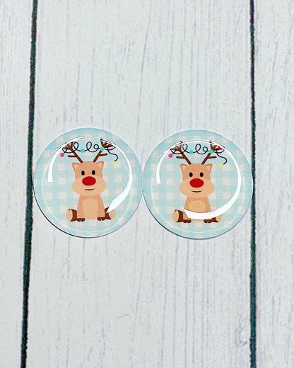 Cute Winter Plaid 1" Round Cabs