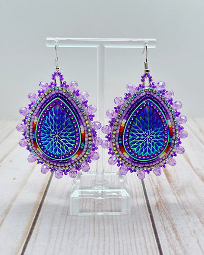 Purple Gem Teardrop Earrings