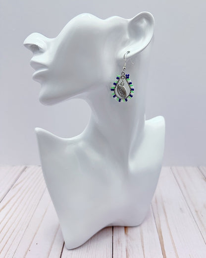 Seahawks Football Teardrop Earrings