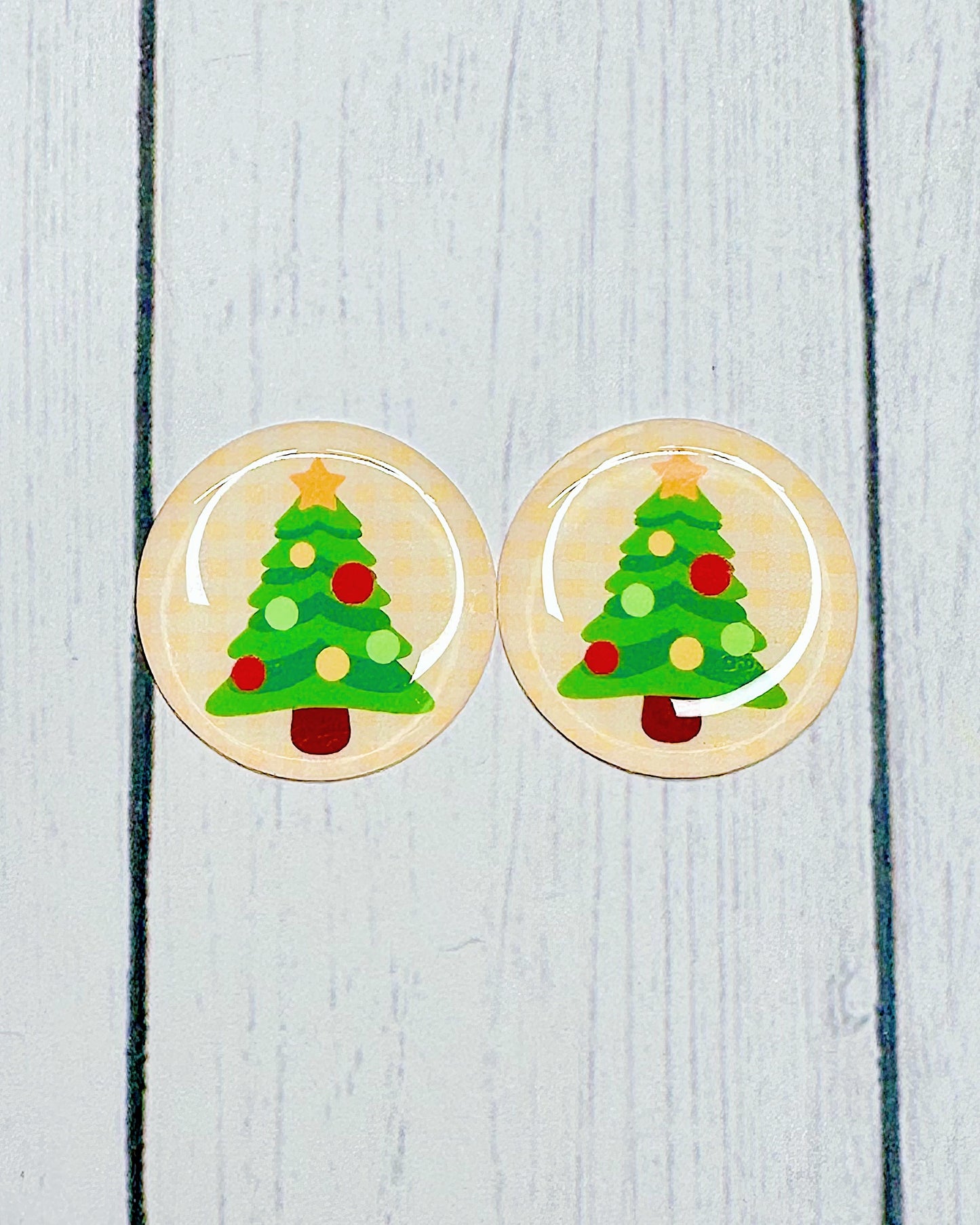 Cute Winter Plaid 1" Round Cabs