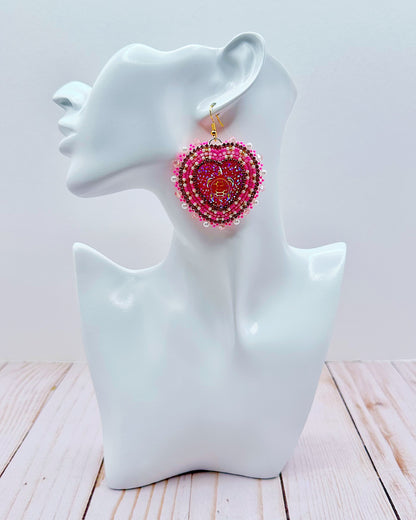 Pink Turtle Heart Earrings