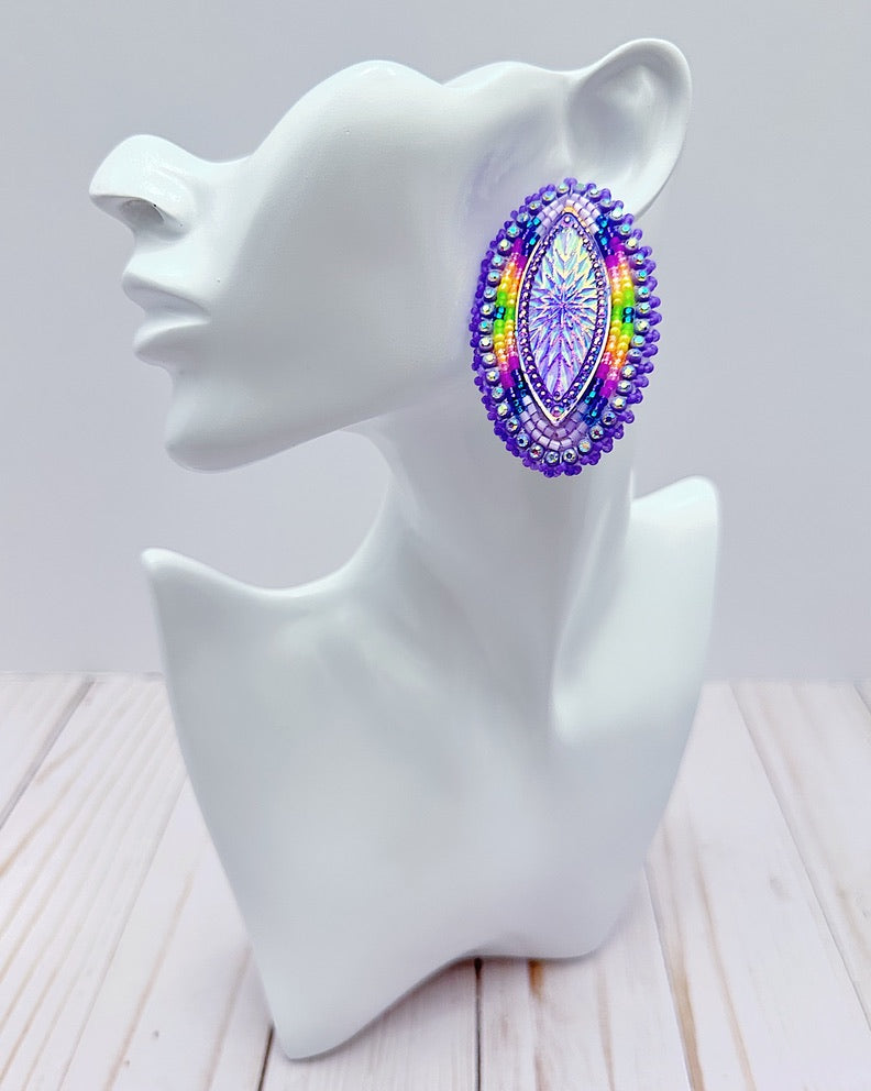 Large Purple & Neons Earrings