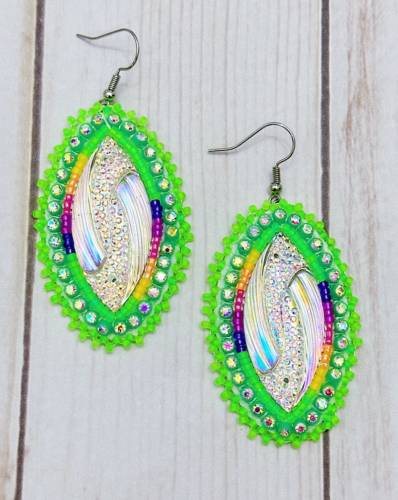 Neon Green Swirl Earrings