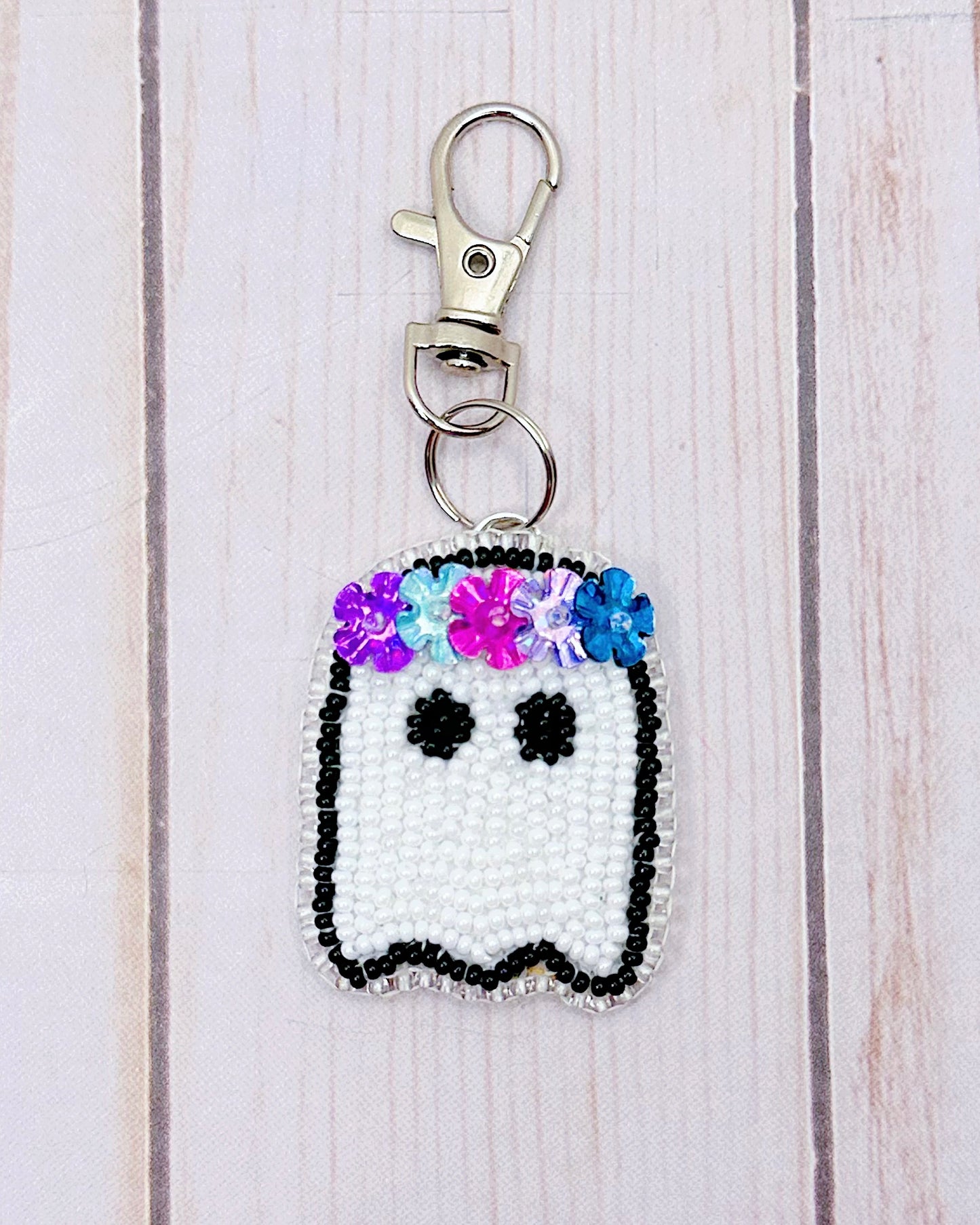 Flower Crown Ghostie Keychain