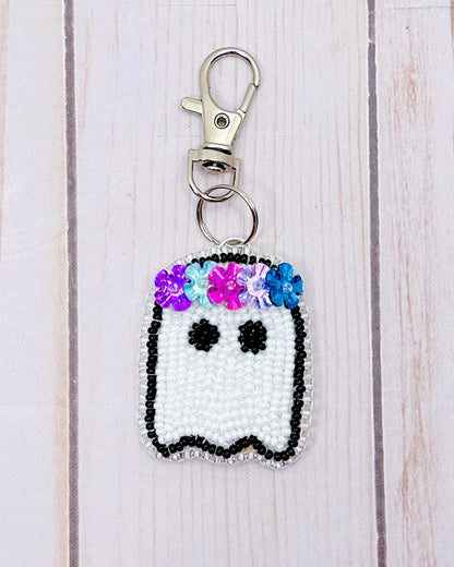 Flower Crown Ghostie Keychain