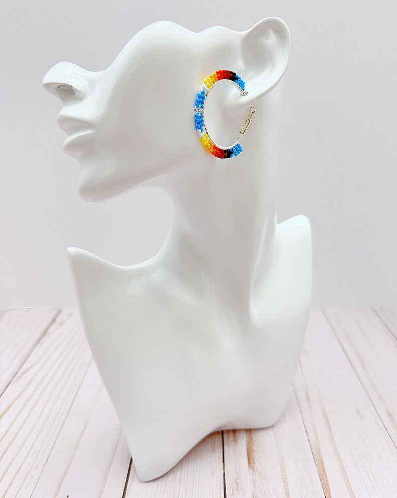 Small Blue Fire Color Hoop Earrings
