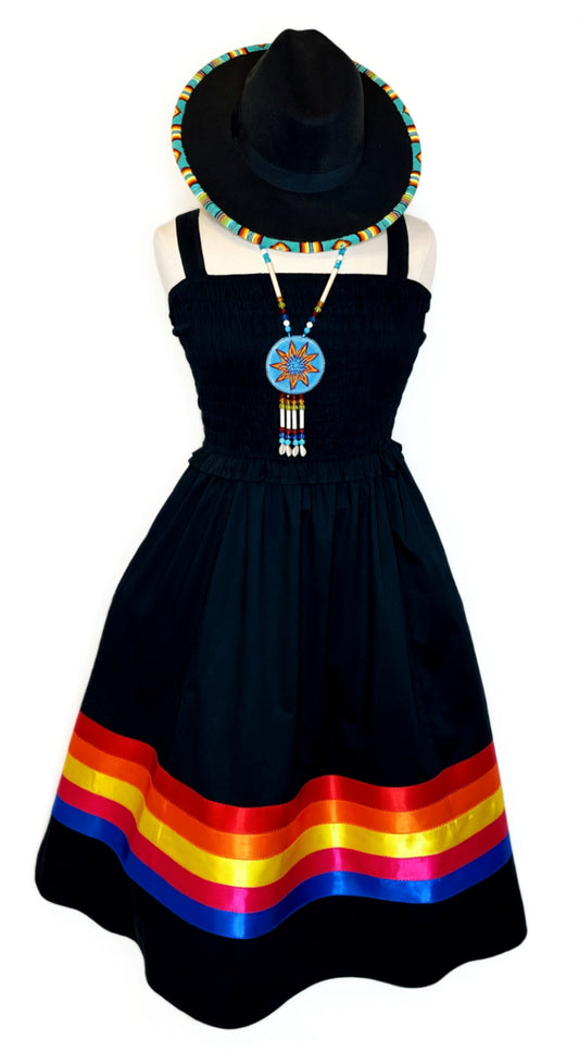 Black Fire Color Ribbon Dress - XL