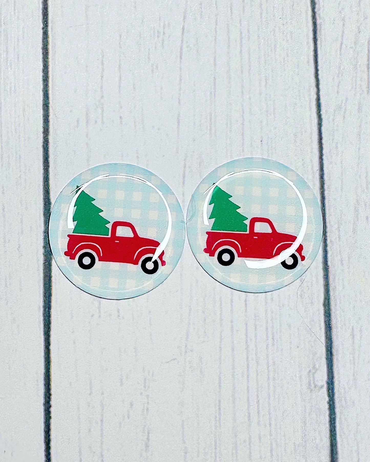 Cute Winter Plaid 1" Round Cabs