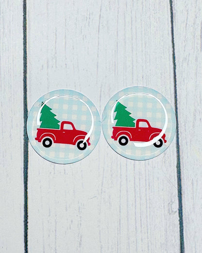 Cute Winter Plaid 1" Round Cabs