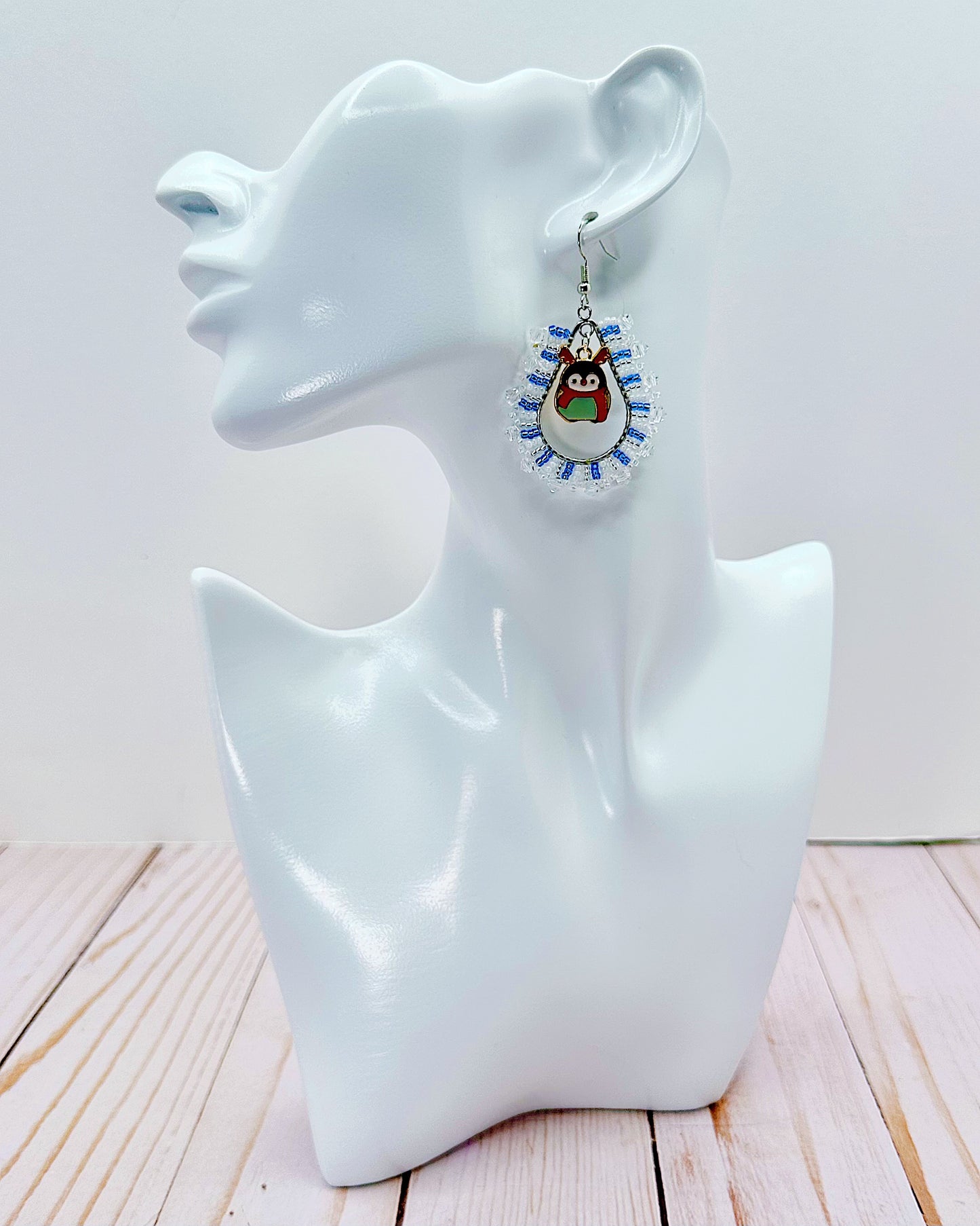 Blue Reindeer Penguin Earrings