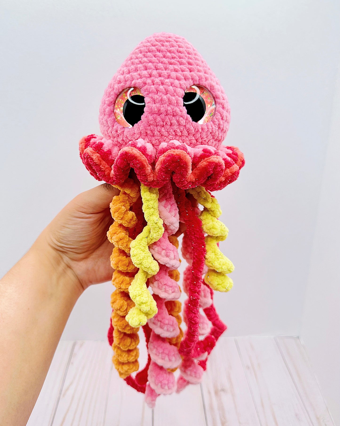 Handmade Crochet Pink Sunset Jellyfish