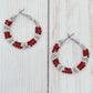 Small Red & Silver Hoop Earrings