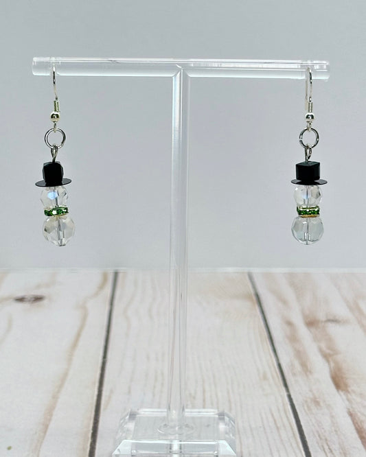 Snowman Green Scarf Earrings