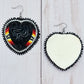 Black Fire Color Heart Earrings