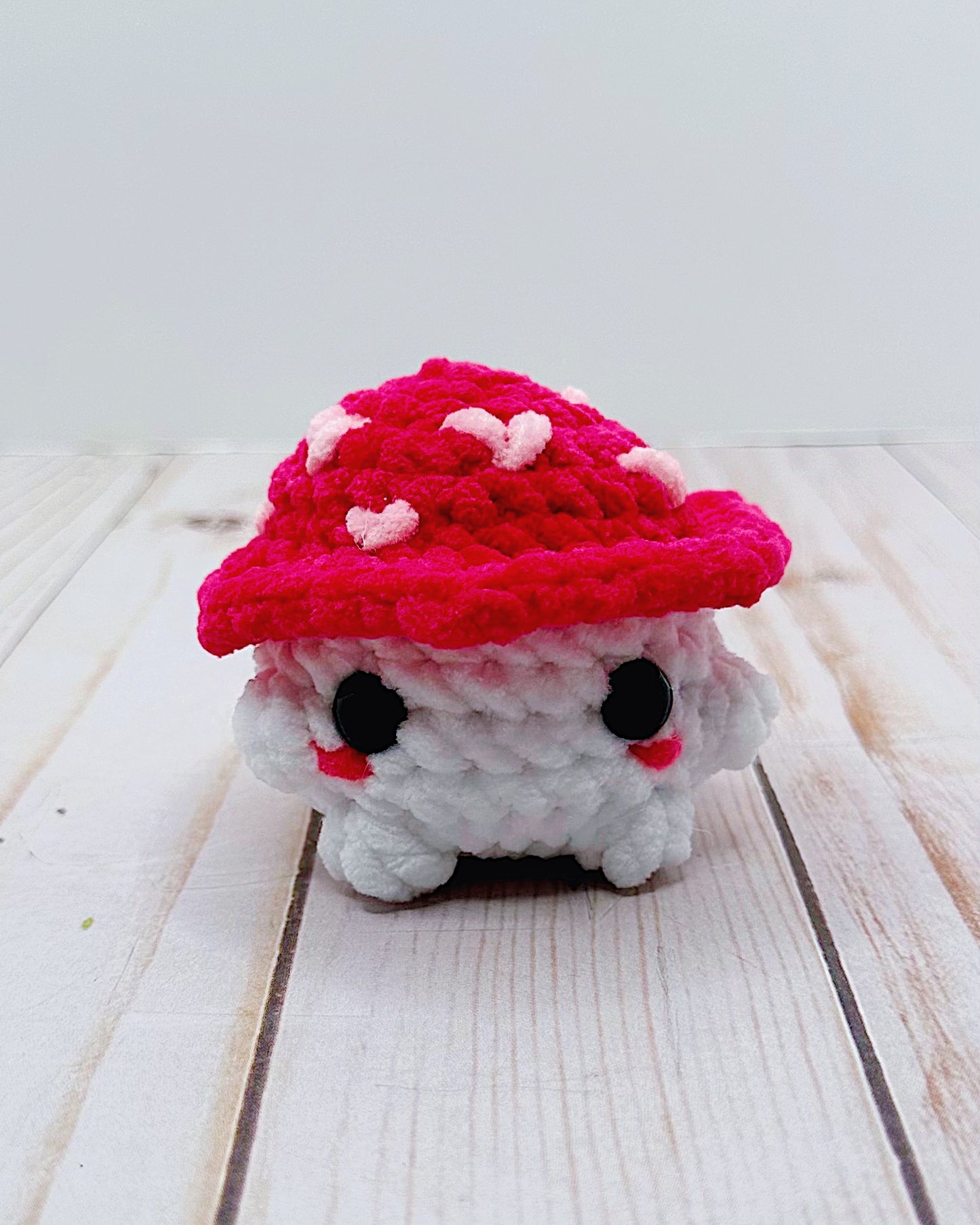 Handmade Crochet Valentine's Mushroom Guy