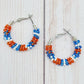 Small Orange & Blue Hoop Earrings