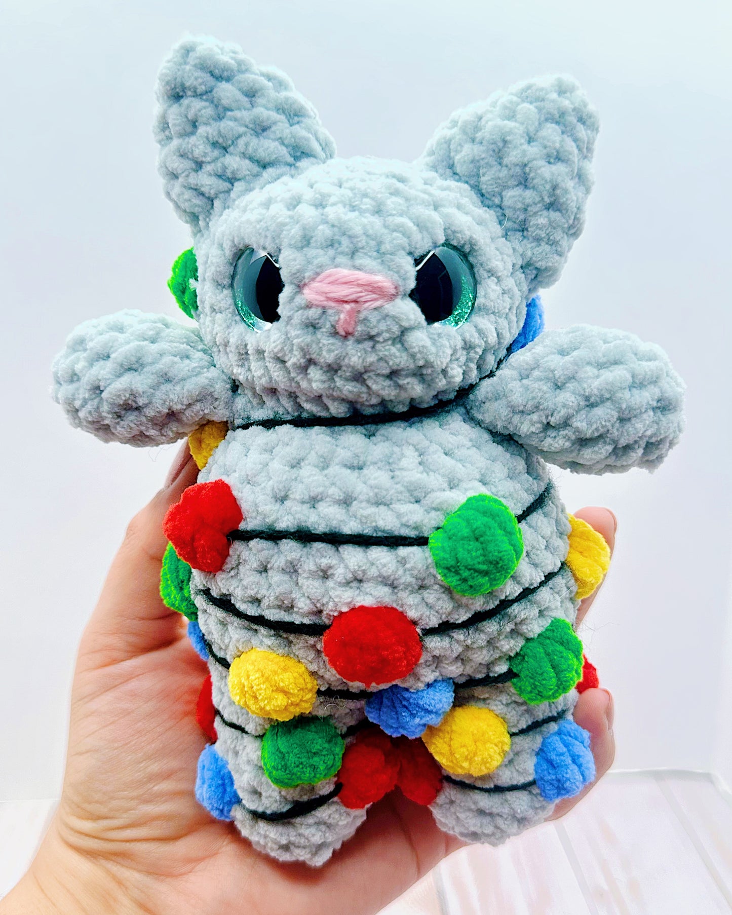 Handmade Crochet William the Cat in Lights