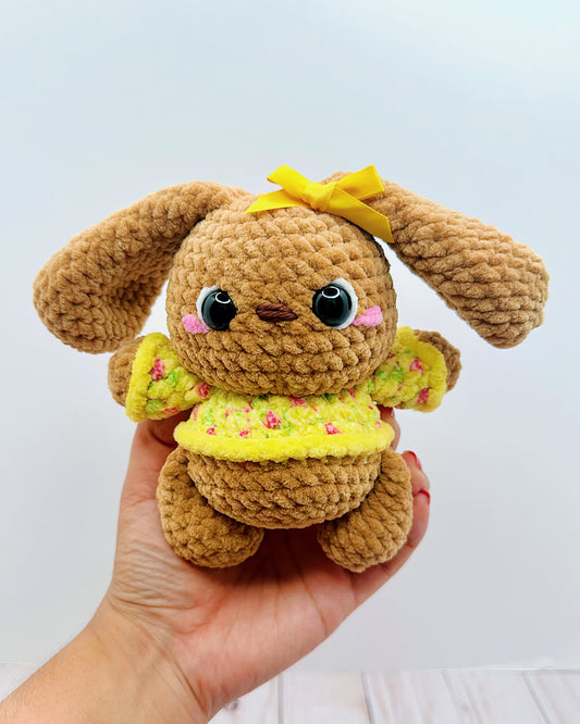 Handmade Crochet Bunny - Yellow Shirt