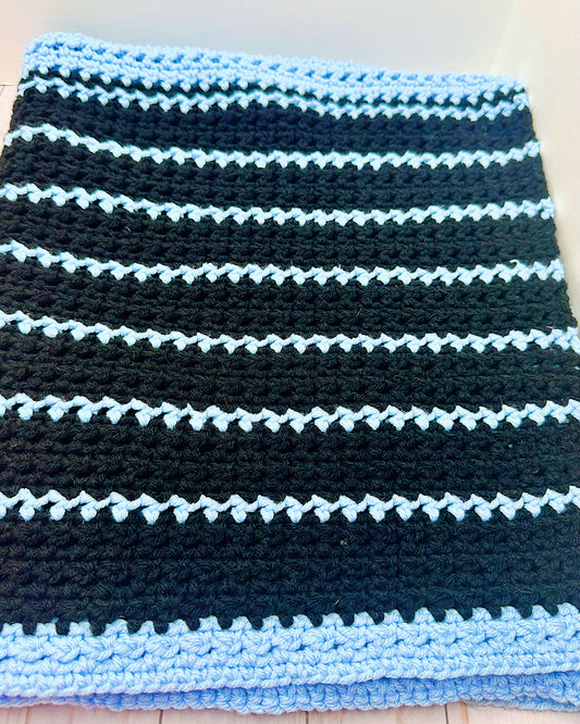 Light Blue & Black Baby Blanket