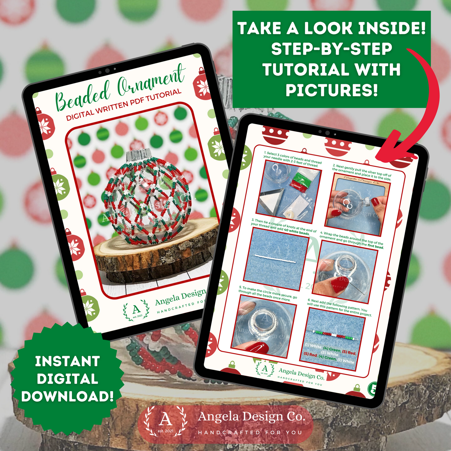 DIGITAL DOWNLOAD BUNDLE - Simple Beaded Hoops + Beaded Ornament | Written PDF Tutorials