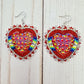 Red Kaleidoscope Heart Earrings
