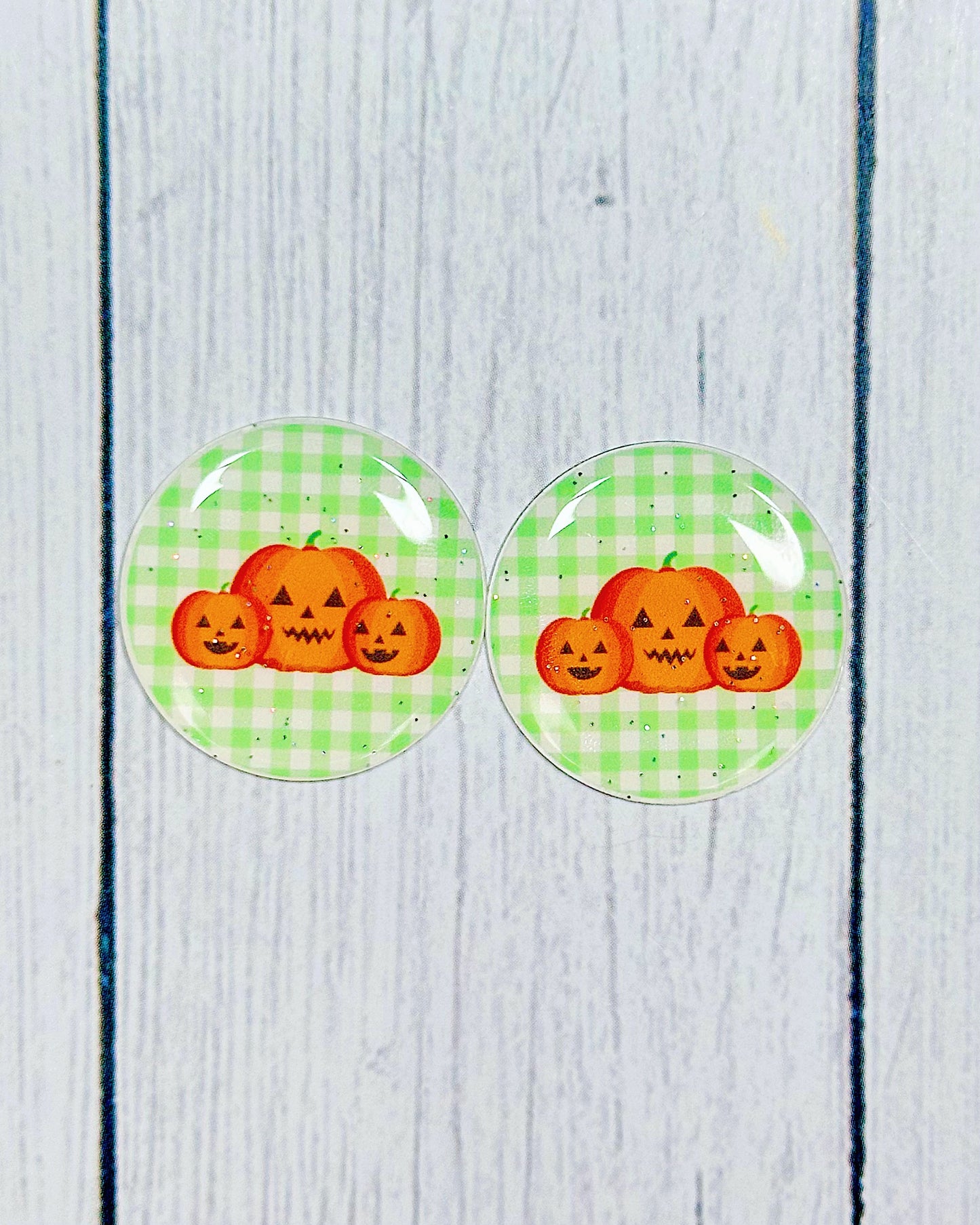 Halloween Cute Plaid 1" Round Cabs