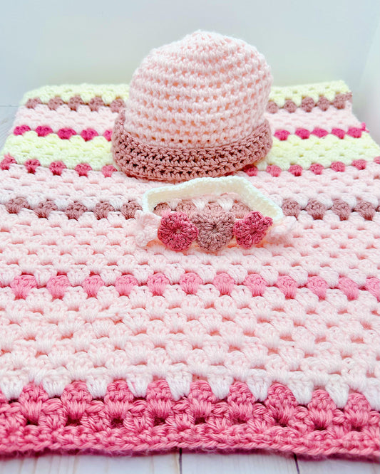 Pink & Cream Baby Blanket Set