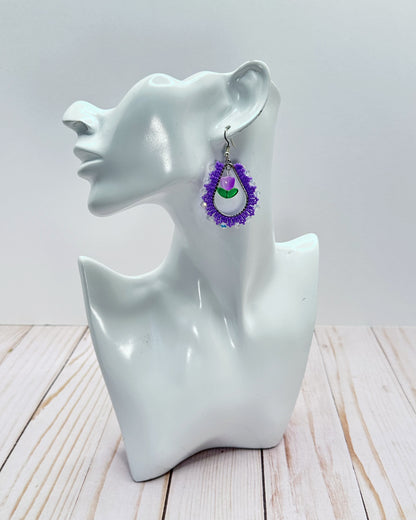 Purple Tulip Teardrop Earrings