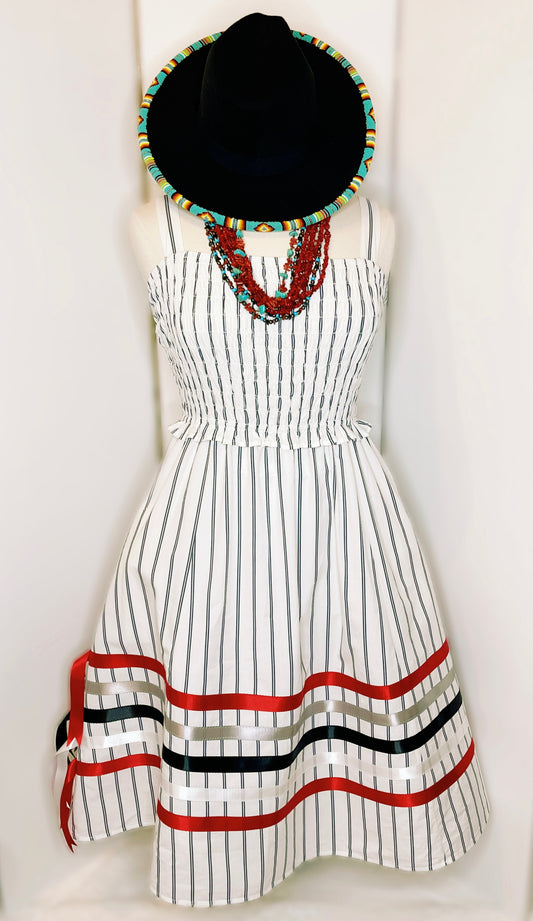 White, Red, & Black Ribbon Dress - XL