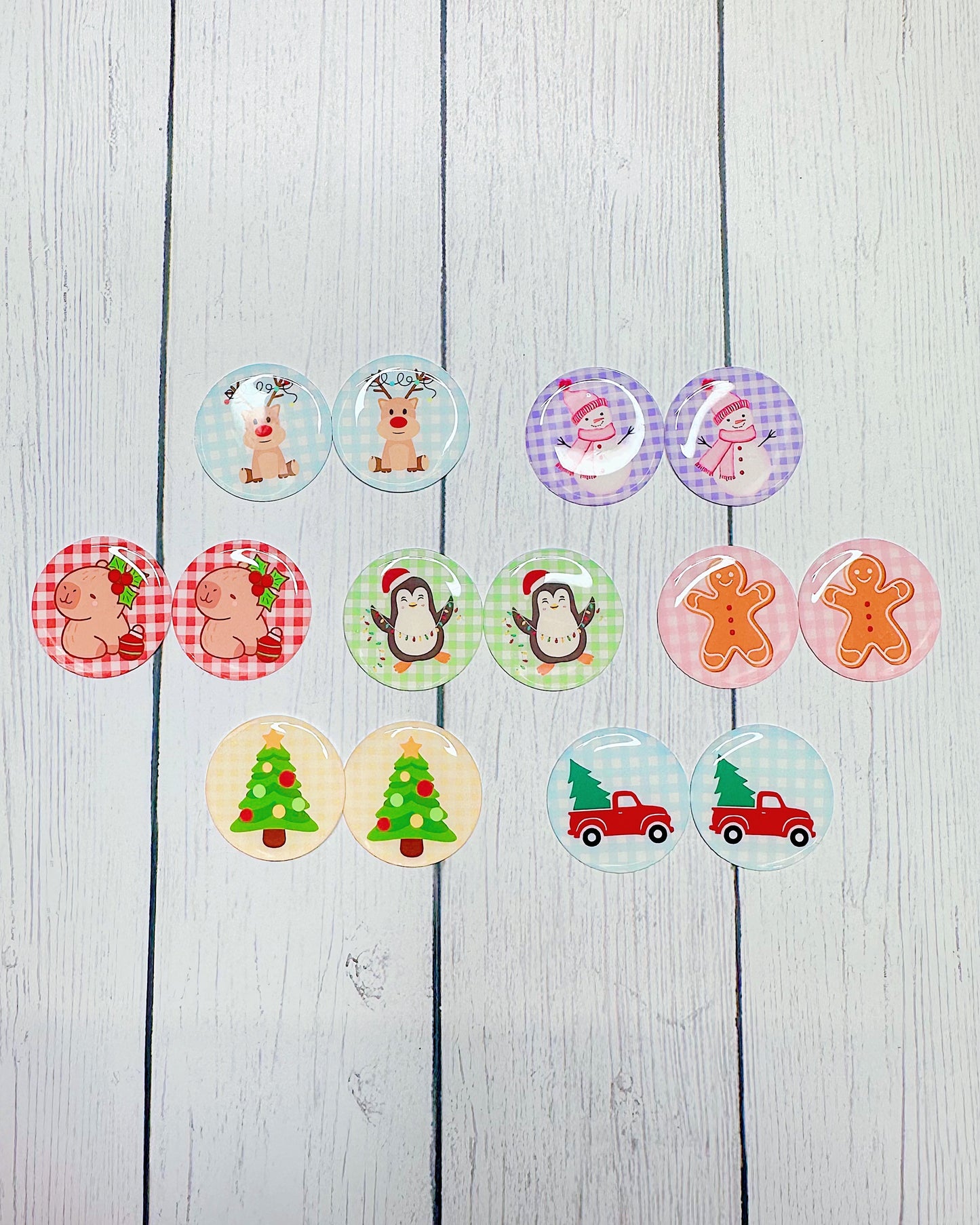 Cute Winter Plaid 1" Round Cabs