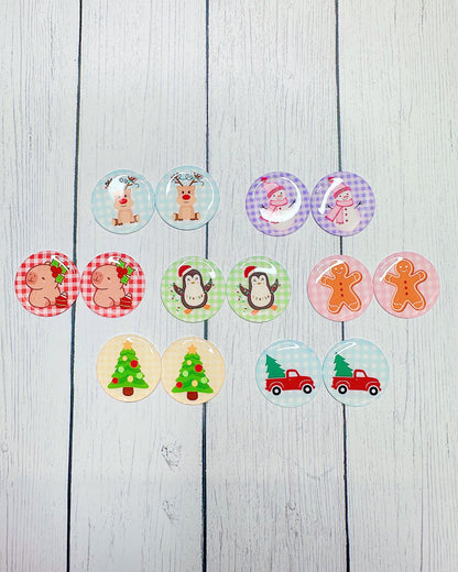 Cute Winter Plaid 1" Round Cabs