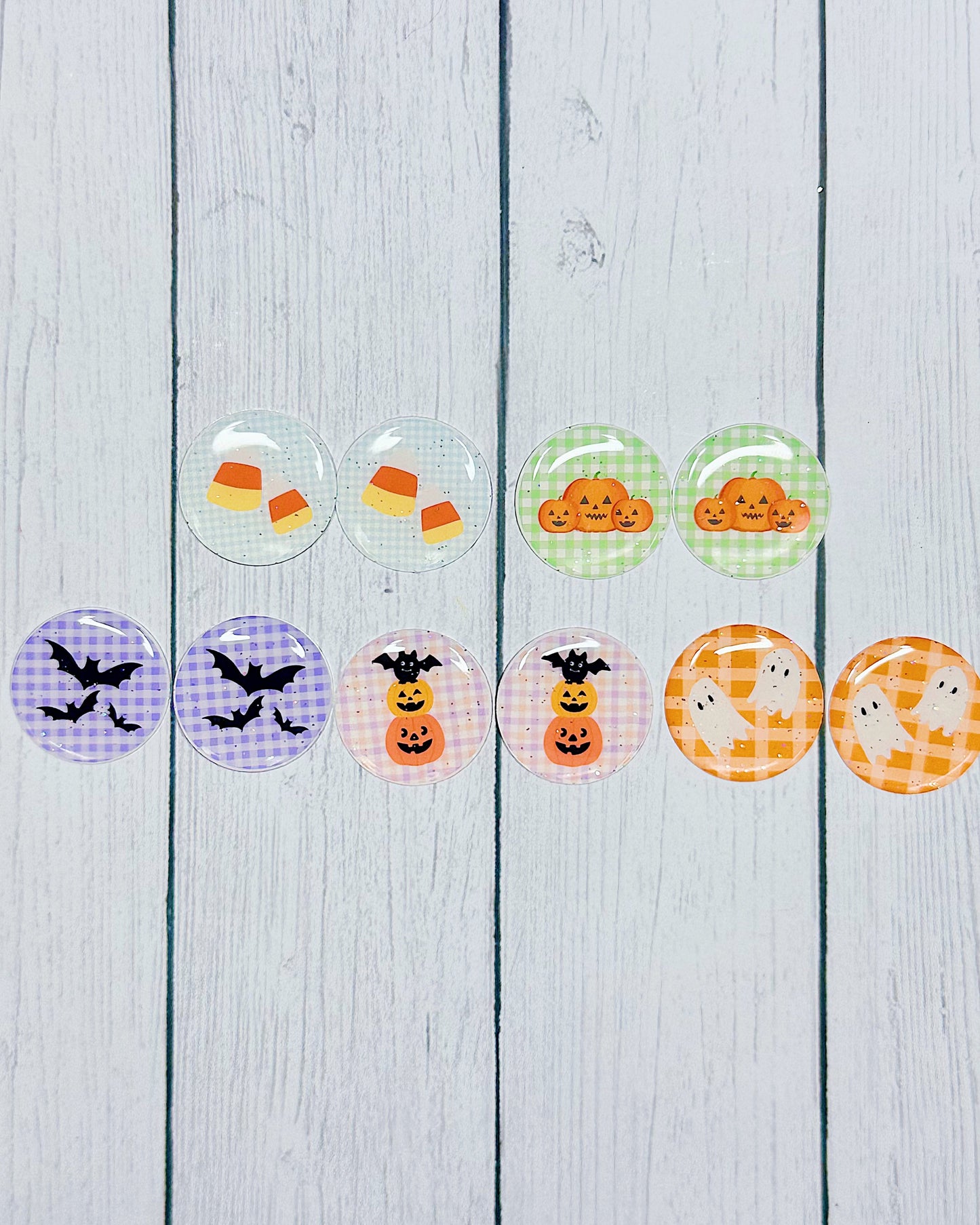 Halloween Cute Plaid 1" Round Cabs