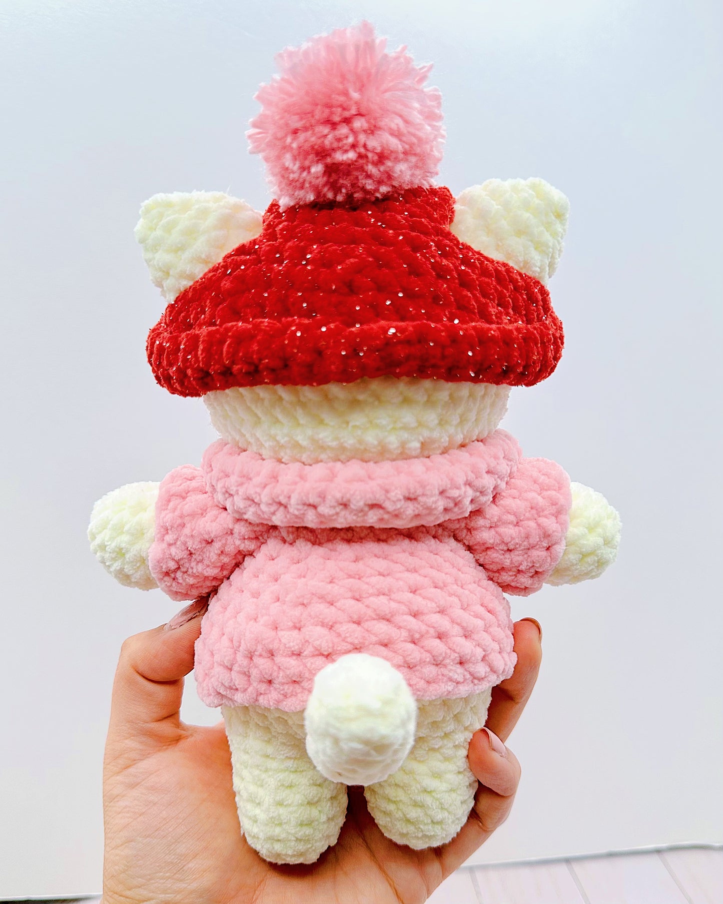 Handmade Crochet Pink Winter Kitty