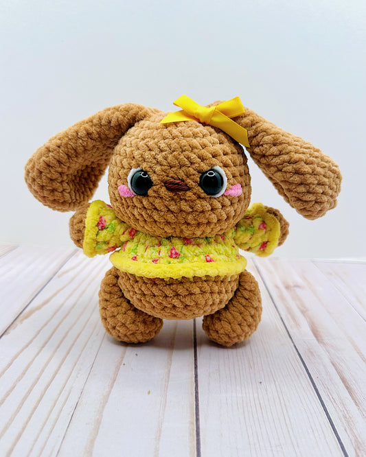 Handmade Crochet Bunny - Yellow Shirt