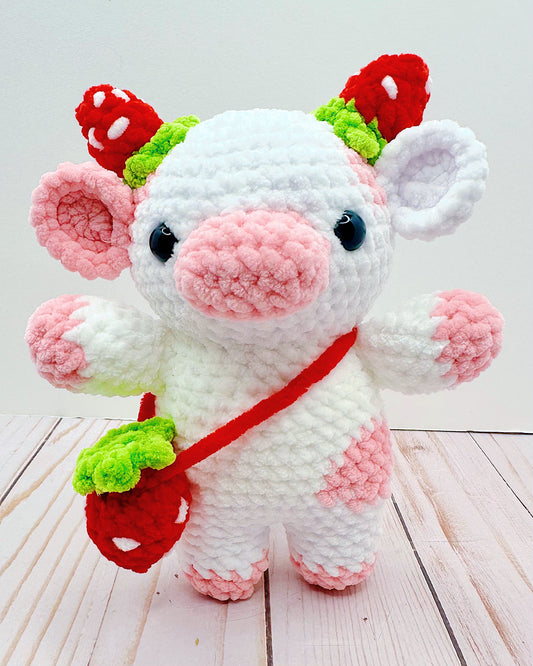 Handmade Crochet Strawberry Cow
