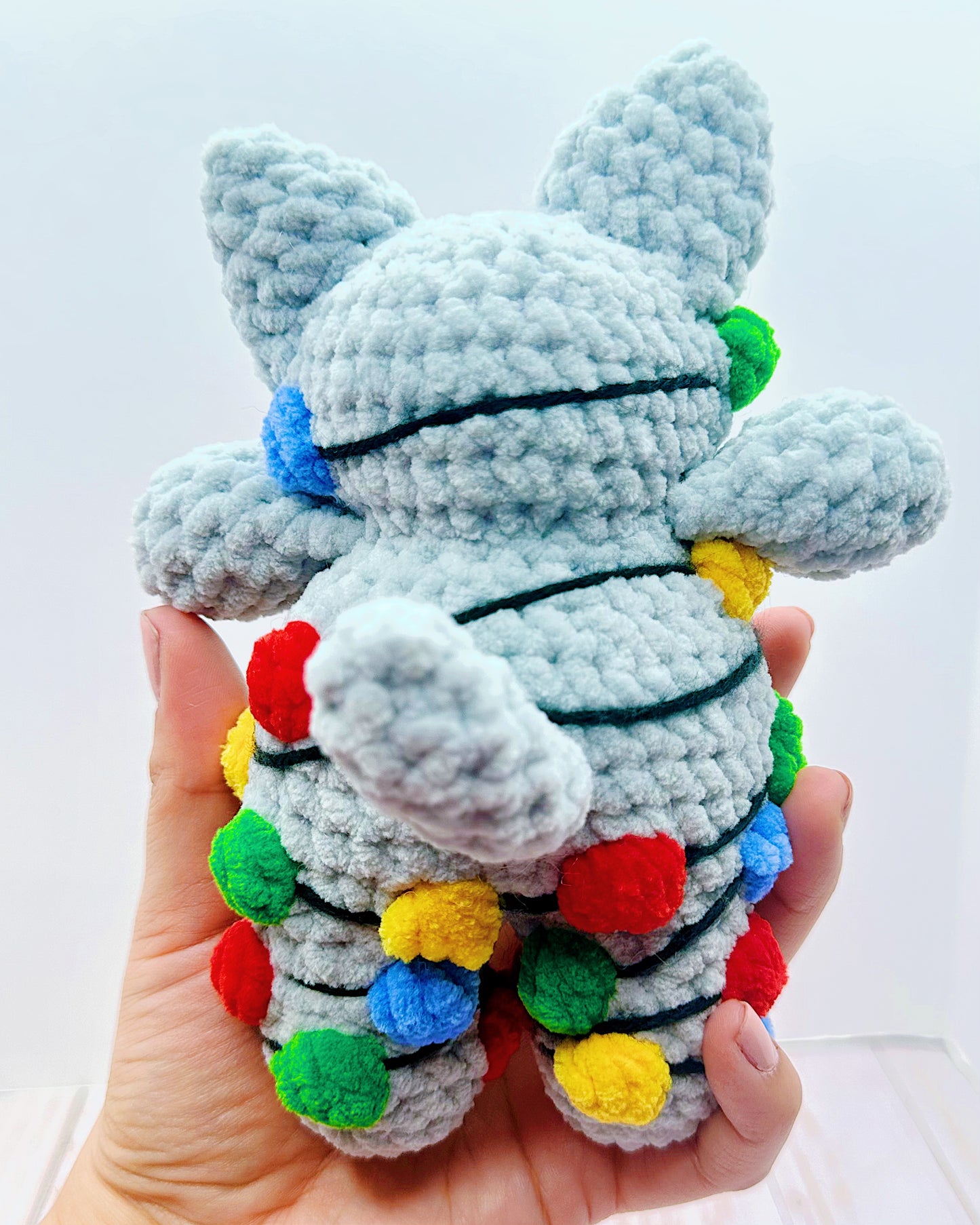 Handmade Crochet William the Cat in Lights