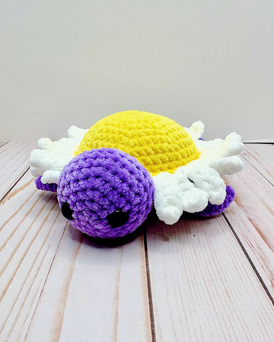 Handmade Crochet Purple Daisy Turtle