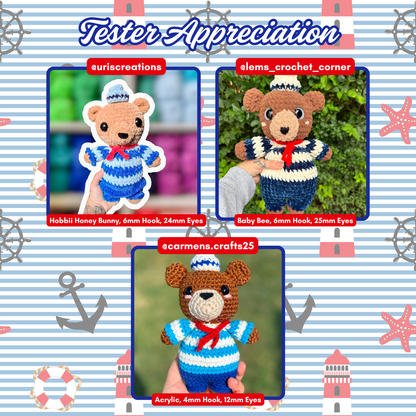 DIGITAL DOWNLOAD – Crochet Skipper the Sailor Bear Pattern