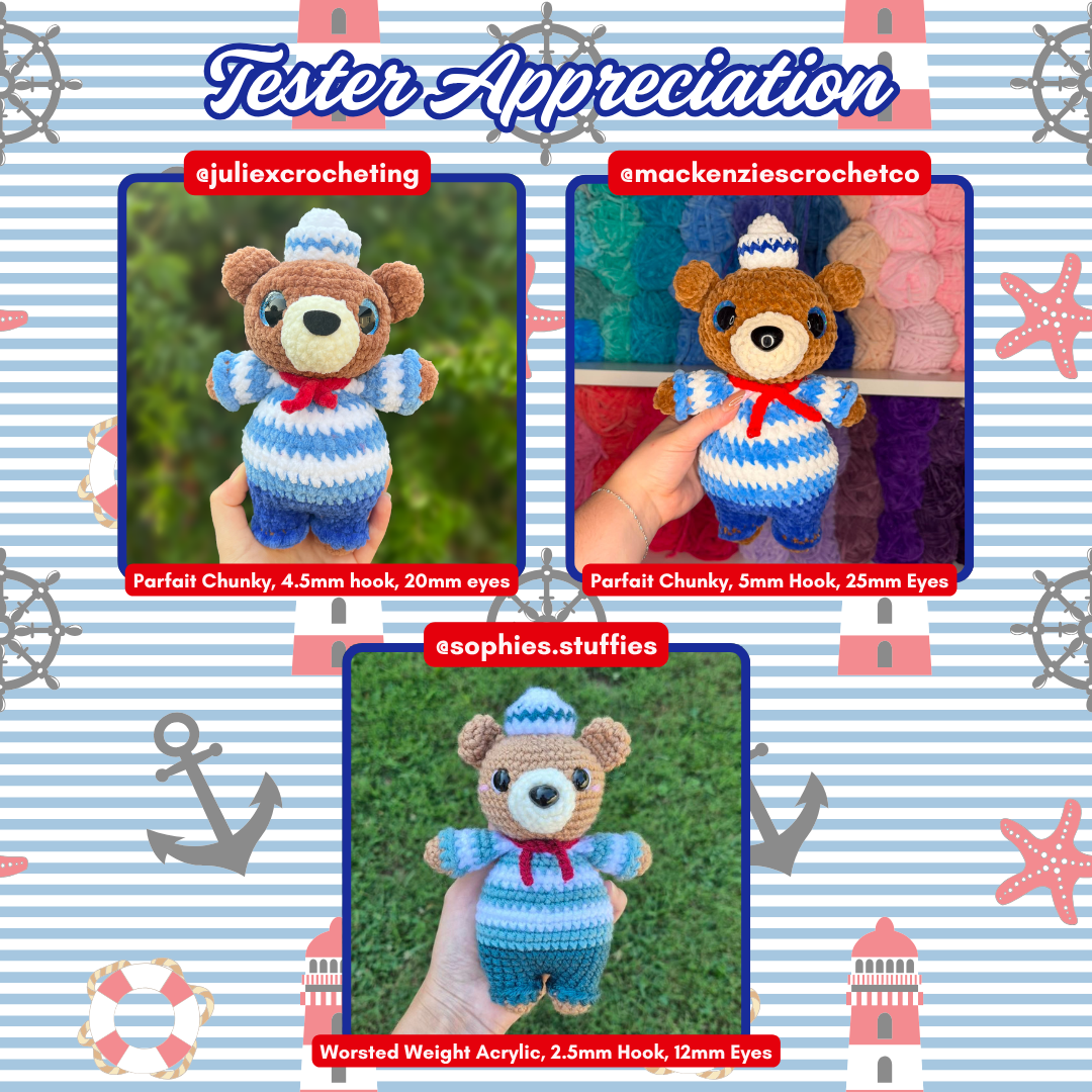 DIGITAL DOWNLOAD – Crochet Skipper the Sailor Bear Pattern